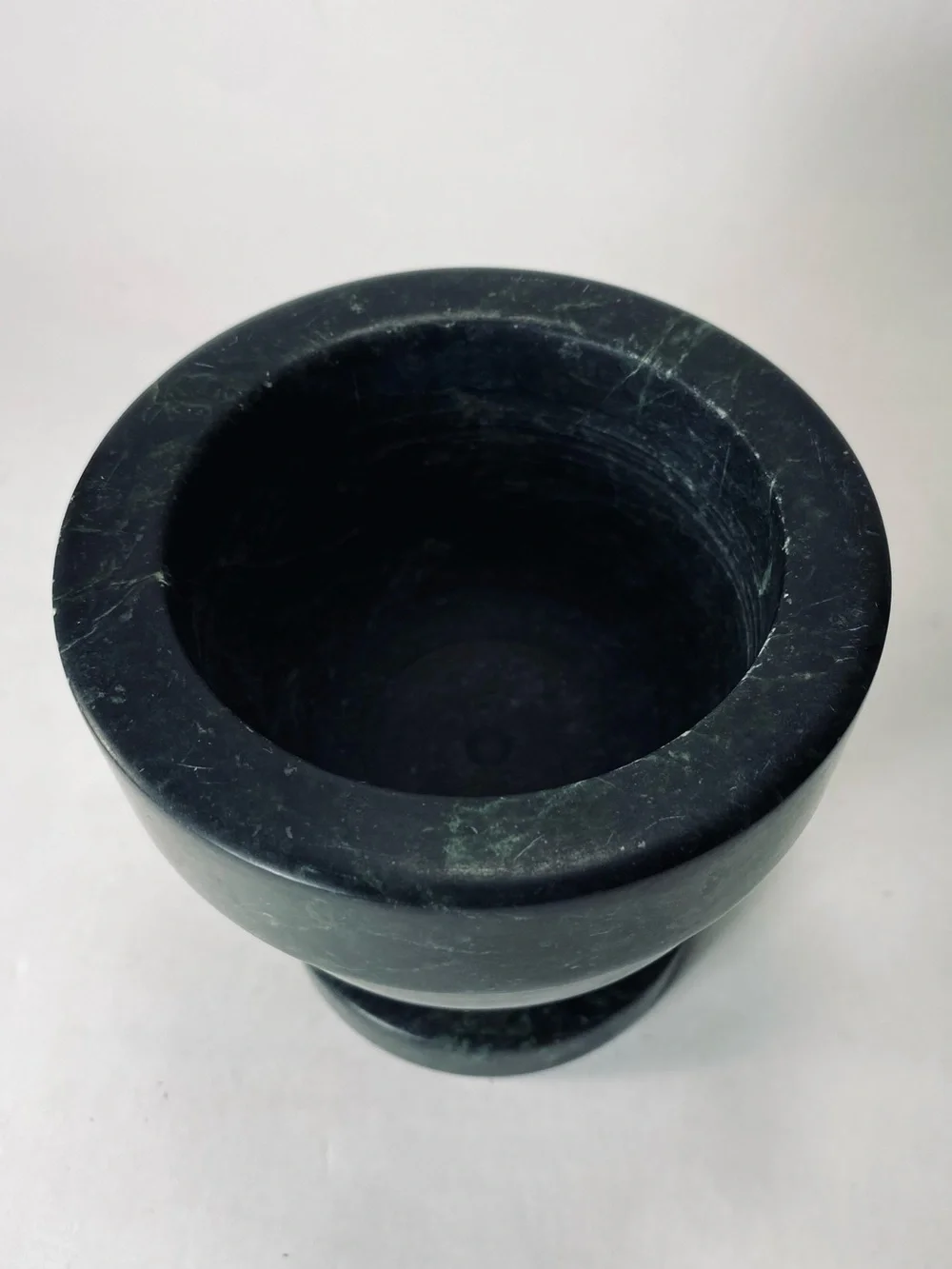 Vintage Traditional Green Marble Pedestal Mortar Spice Grinder Bowl (No Pestle)